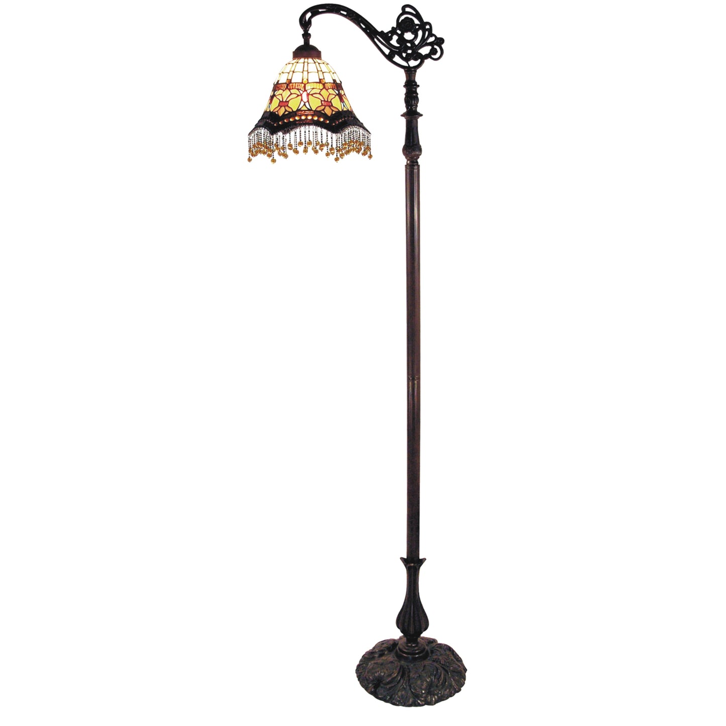 Madonna Beaded Edwardian Stained Glass Floor Lamp Floor Lamp G&G Bros