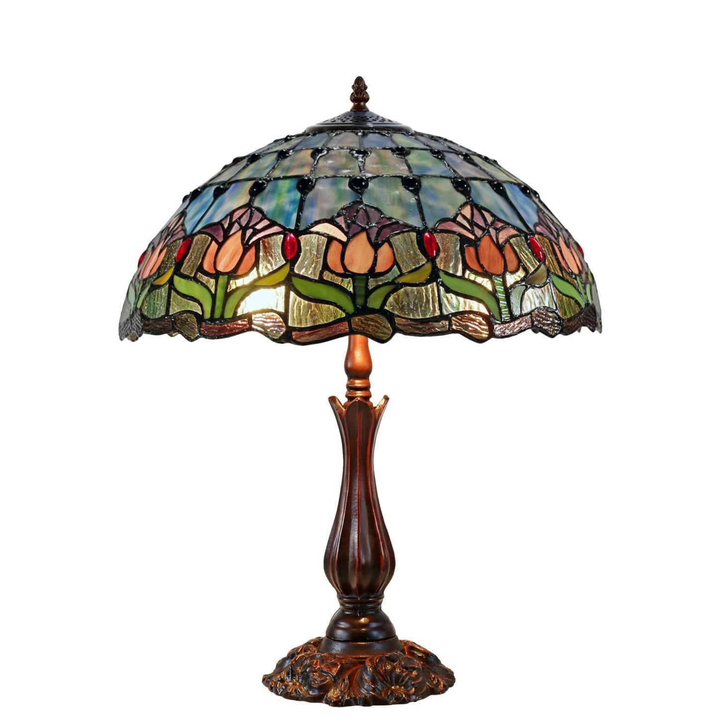 Mauve Tulip Stained Glass Table Lamp Table Lamp G&G Bros