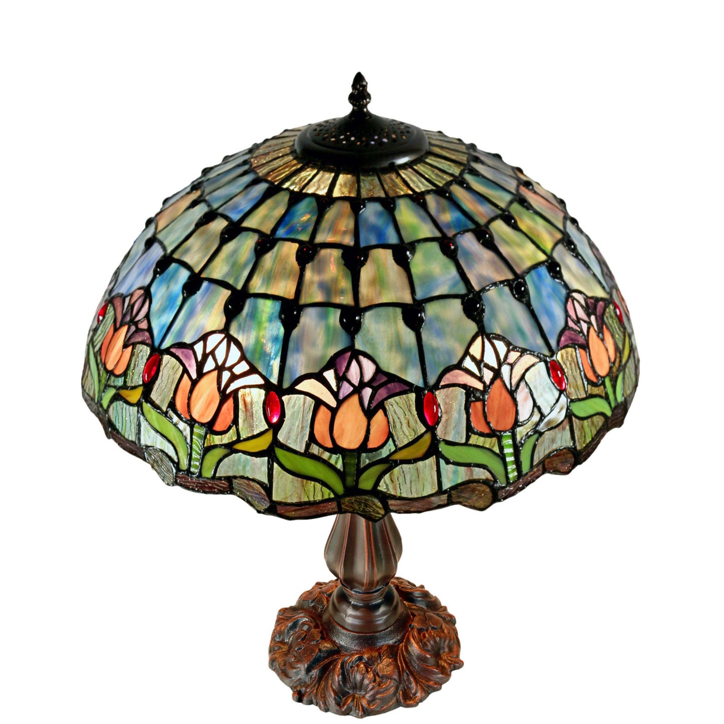 Mauve Tulip Stained Glass Table Lamp Table Lamp G&G Bros