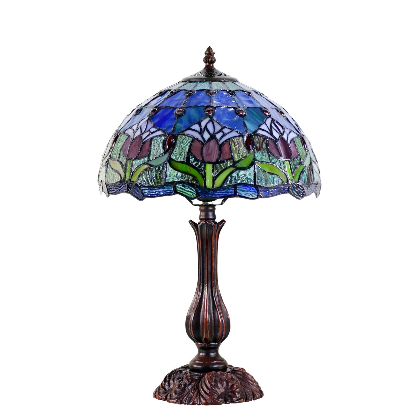 Mauve Tulip Stained Glass Table Lamp Table Lamp G&G Bros Medium