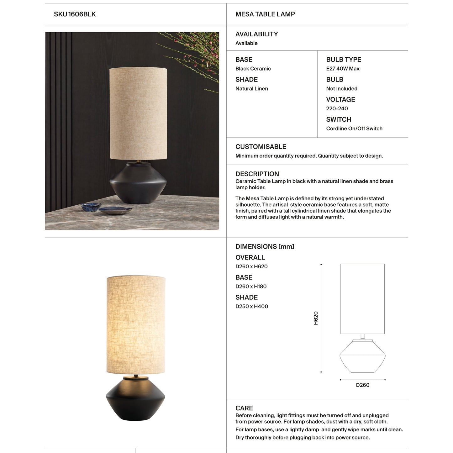 Mesa Ceramic Linen Table Lamp Table Lamp Mayfield Lighting