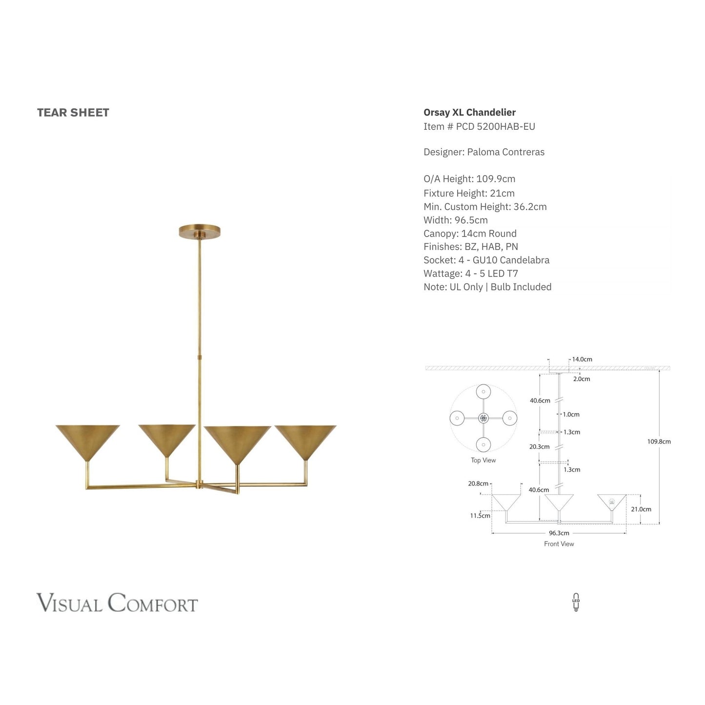 Paloma Contreras Orsay 4-Funnel XL Chandelier - Brass Pendant Light Bloomingdales Lighting