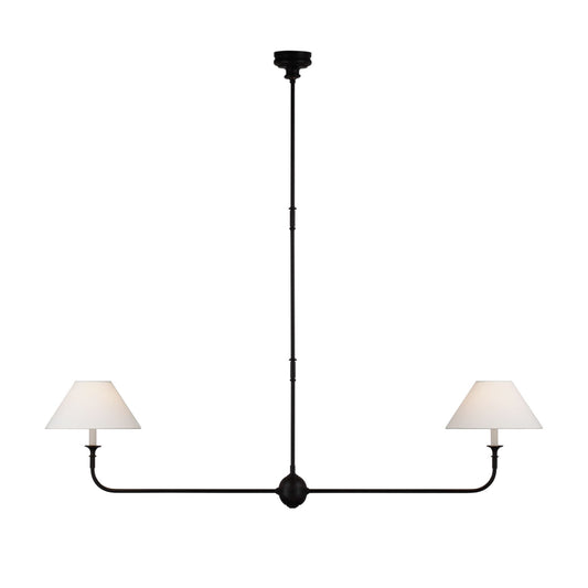 Thomas O'Brien Piaf Large Two-Light Linear Pendant Light - Aged Iron with Ebonized Oak Pendant Light Bloomingdales Lighting Aged Iron