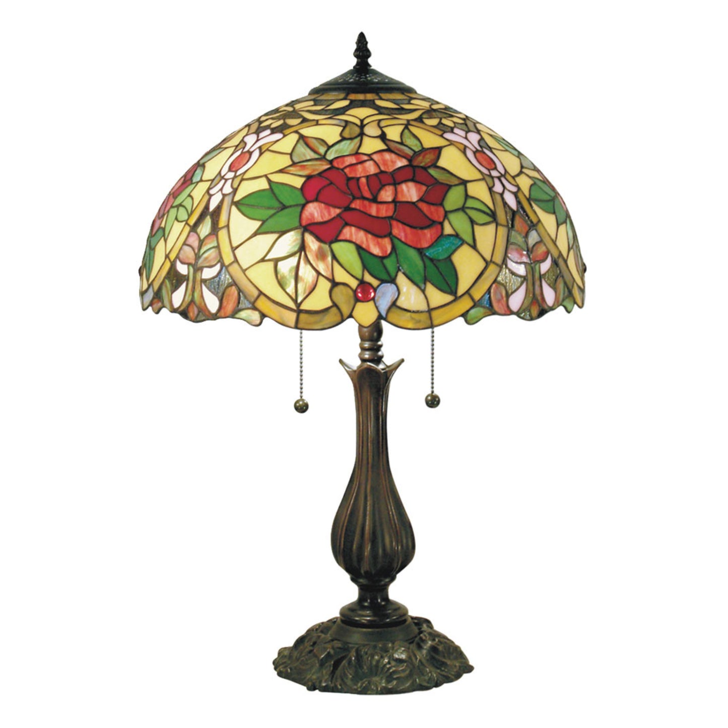 Red Camellia Stained Glass Table Lamp Table Lamp G&G Bros