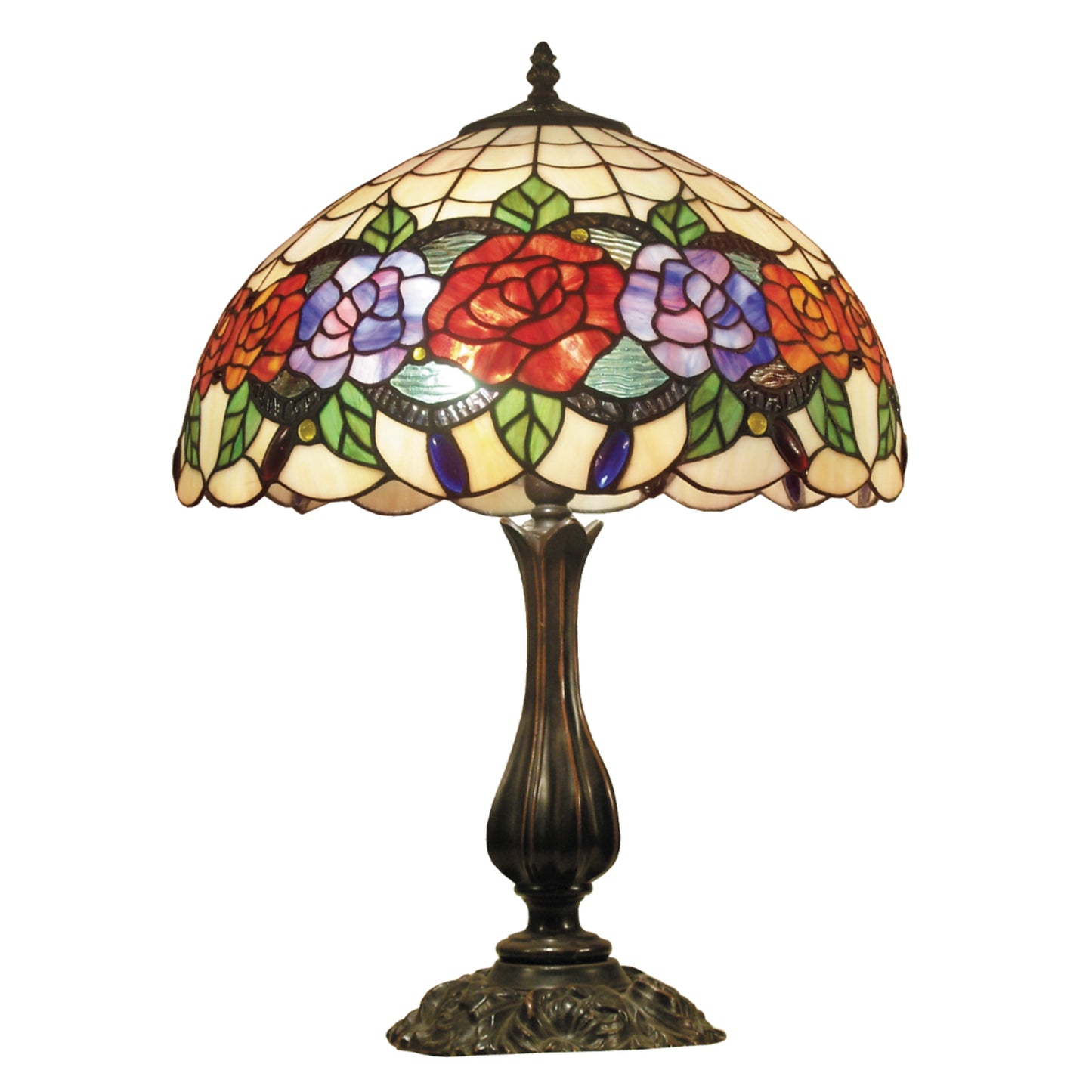 Red Rose Stained Glass Table Lamp Table Lamp G&G Bros