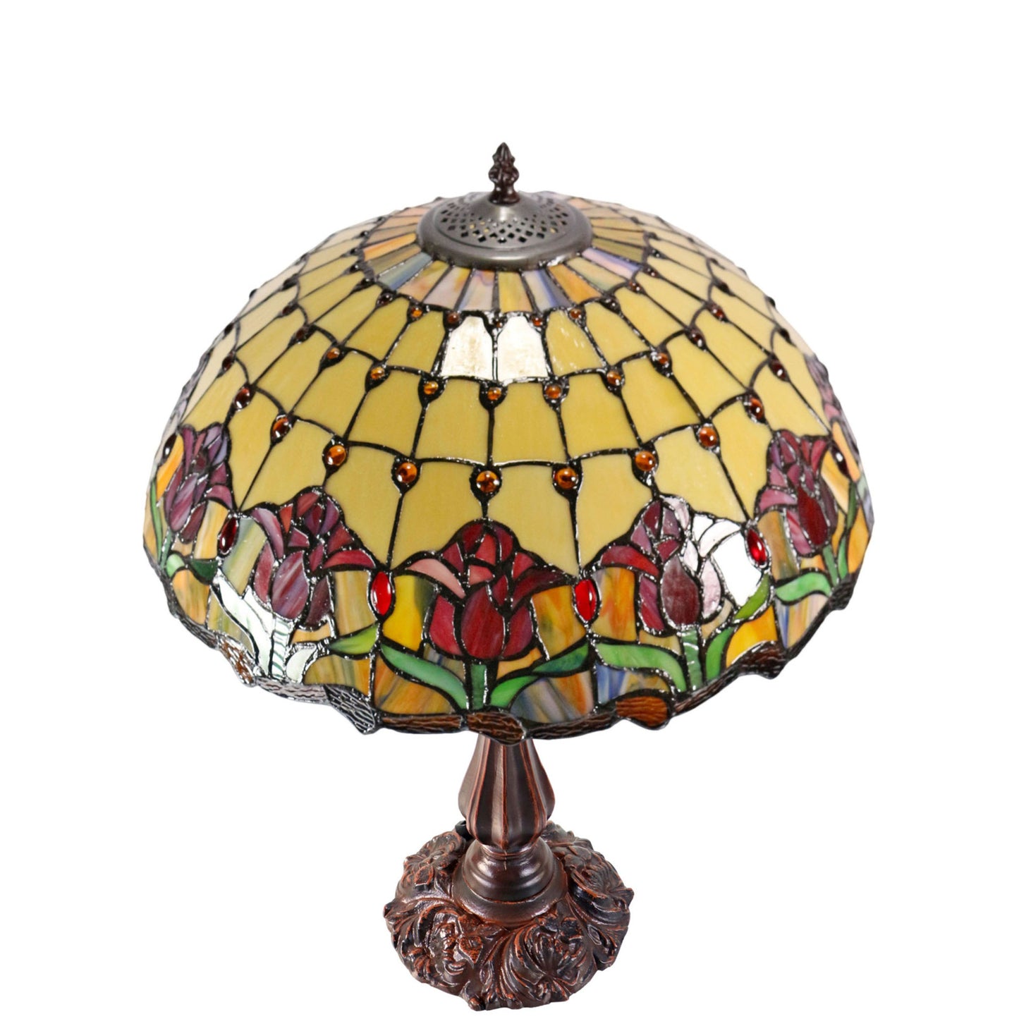 Red Tulip Stained Glass Table Lamp Table Lamp G&G Bros
