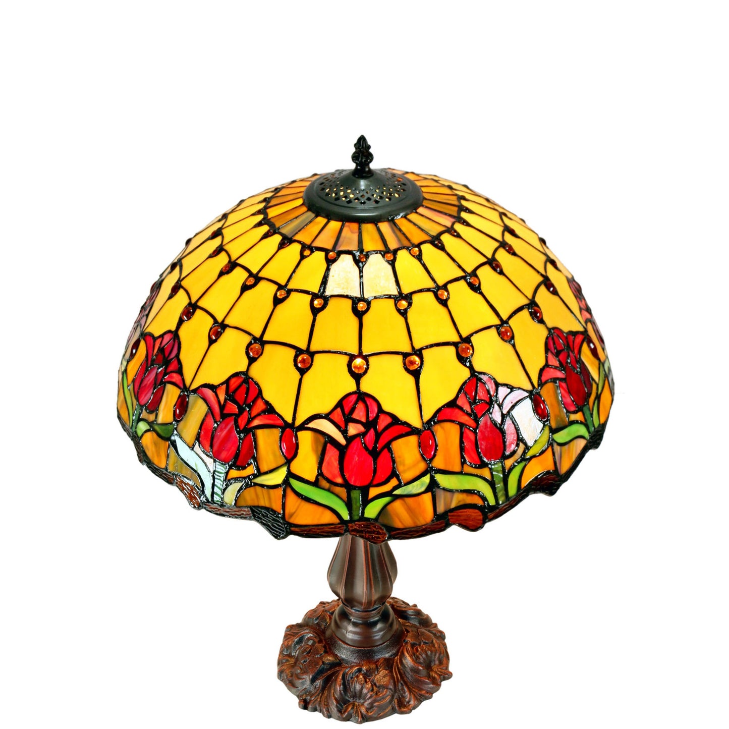 Red Tulip Stained Glass Table Lamp Table Lamp G&G Bros