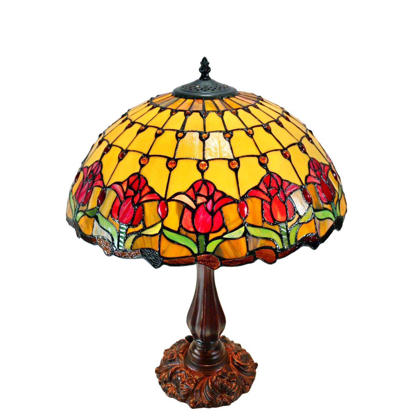 Red Tulip Stained Glass Table Lamp Table Lamp G&G Bros