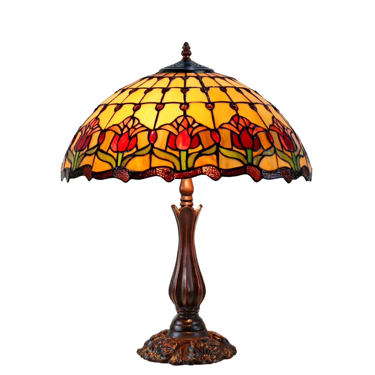 Red Tulip Stained Glass Table Lamp Table Lamp G&G Bros