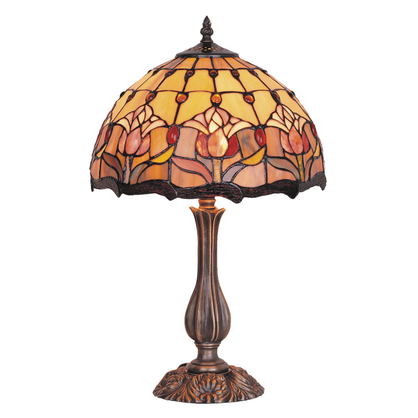 Red Tulip Stained Glass Table Lamp Table Lamp G&G Bros