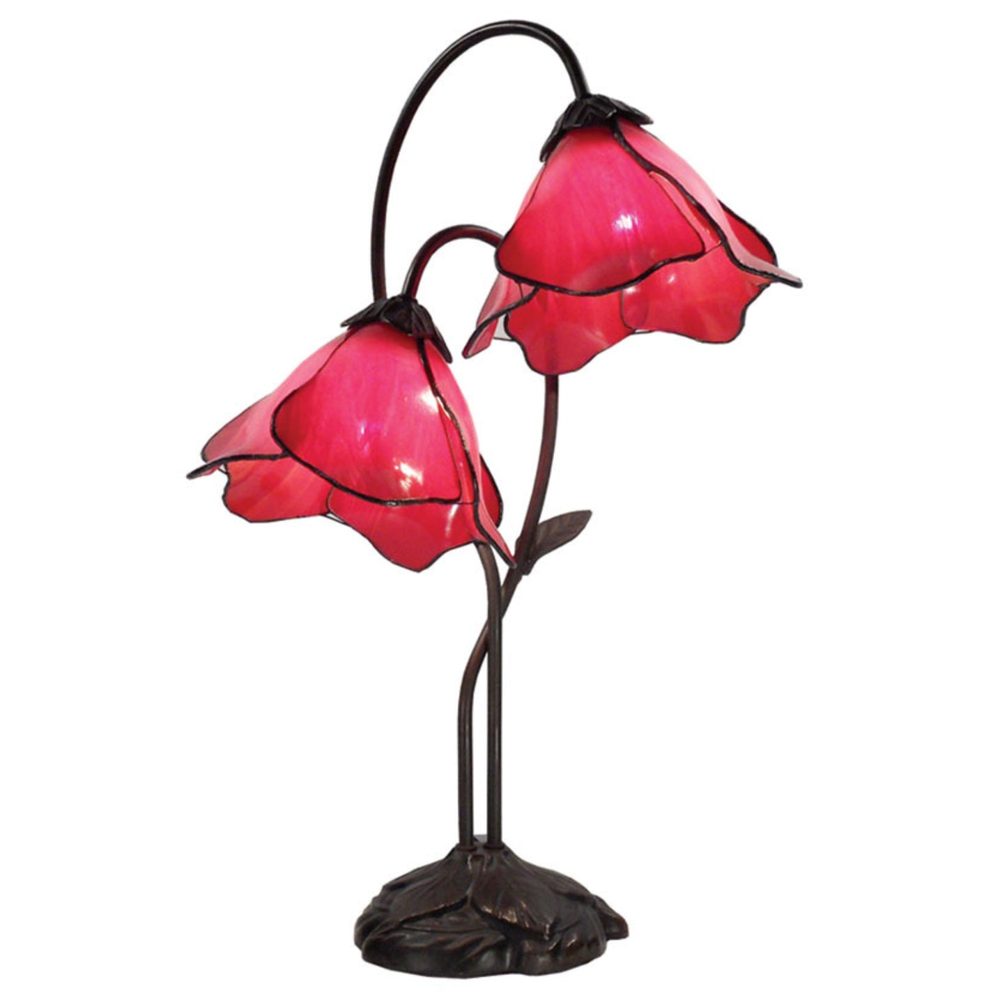 Orange Double Lotus Tiffany Stained Glass Table Lamp Table Lamp G&G Bros Red