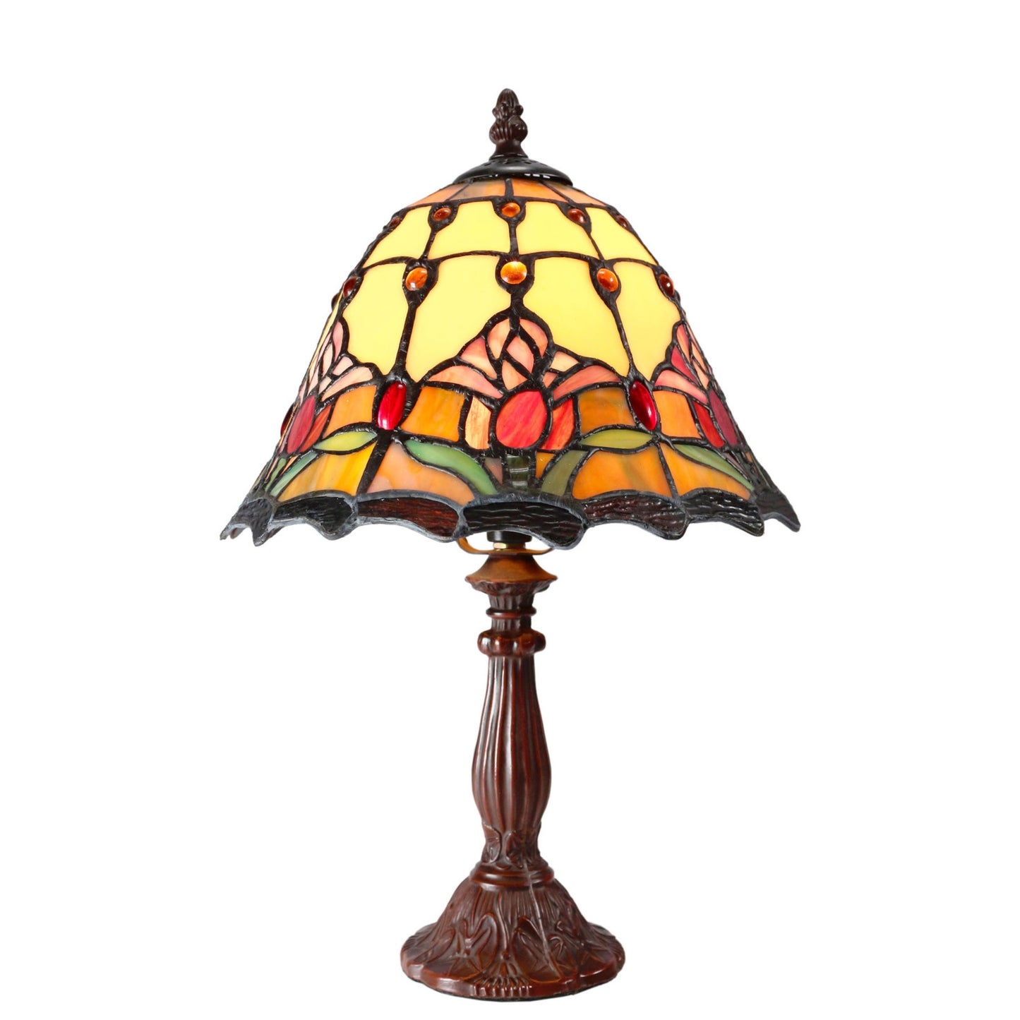 Red Tulip Stained Glass Table Lamp Table Lamp G&G Bros Small