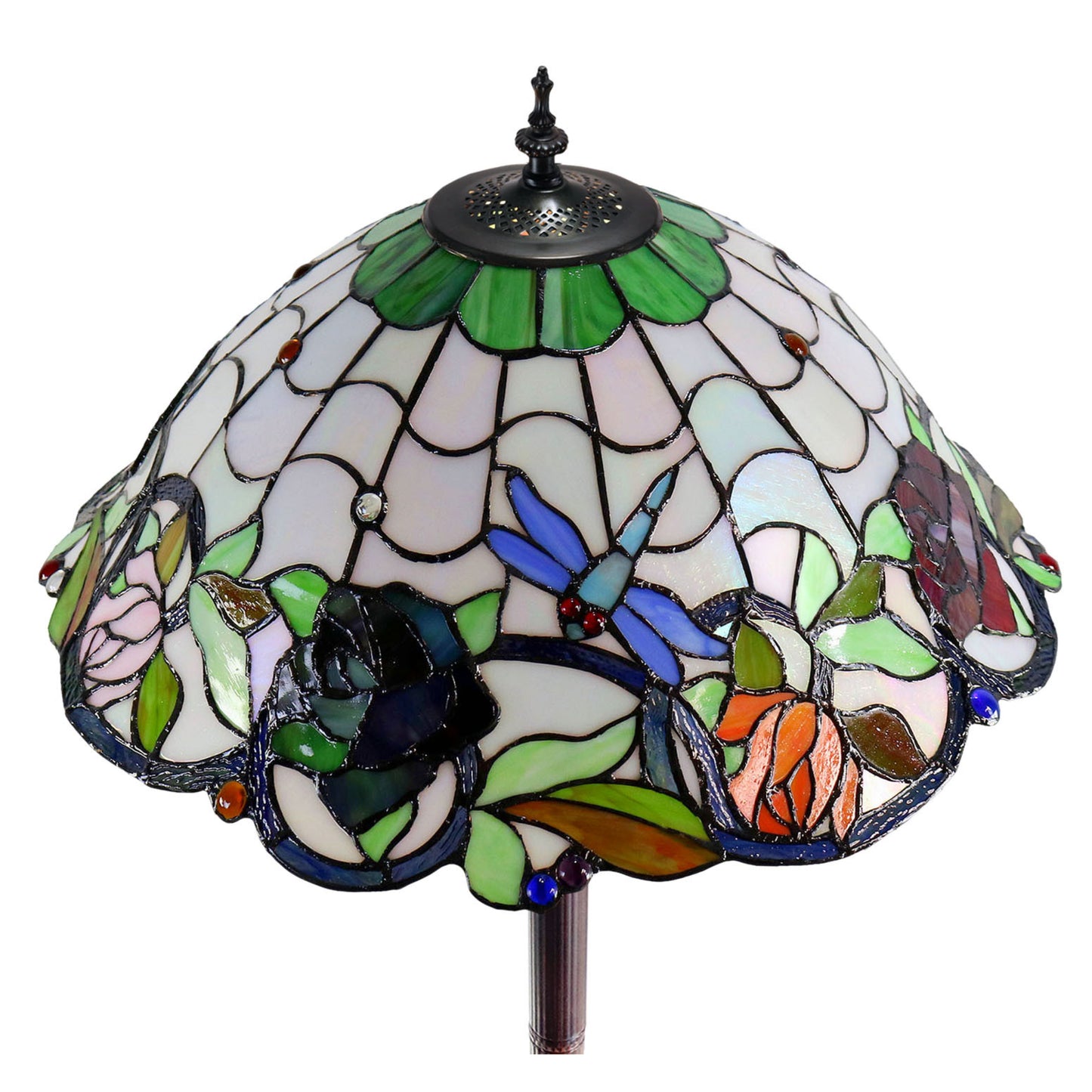 Rose & Dragonfly Stained Glass Floor Lamp Floor Lamp G&G Bros