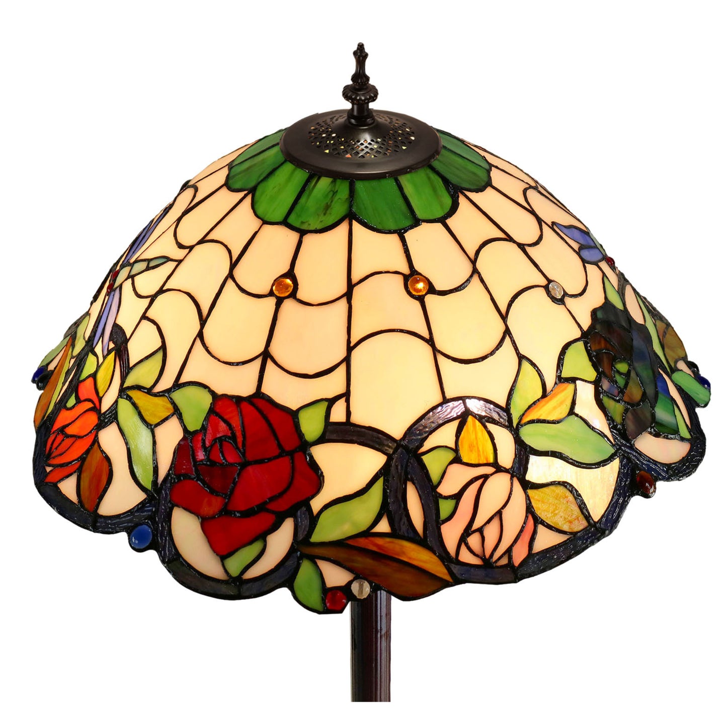 Rose & Dragonfly Stained Glass Floor Lamp Floor Lamp G&G Bros