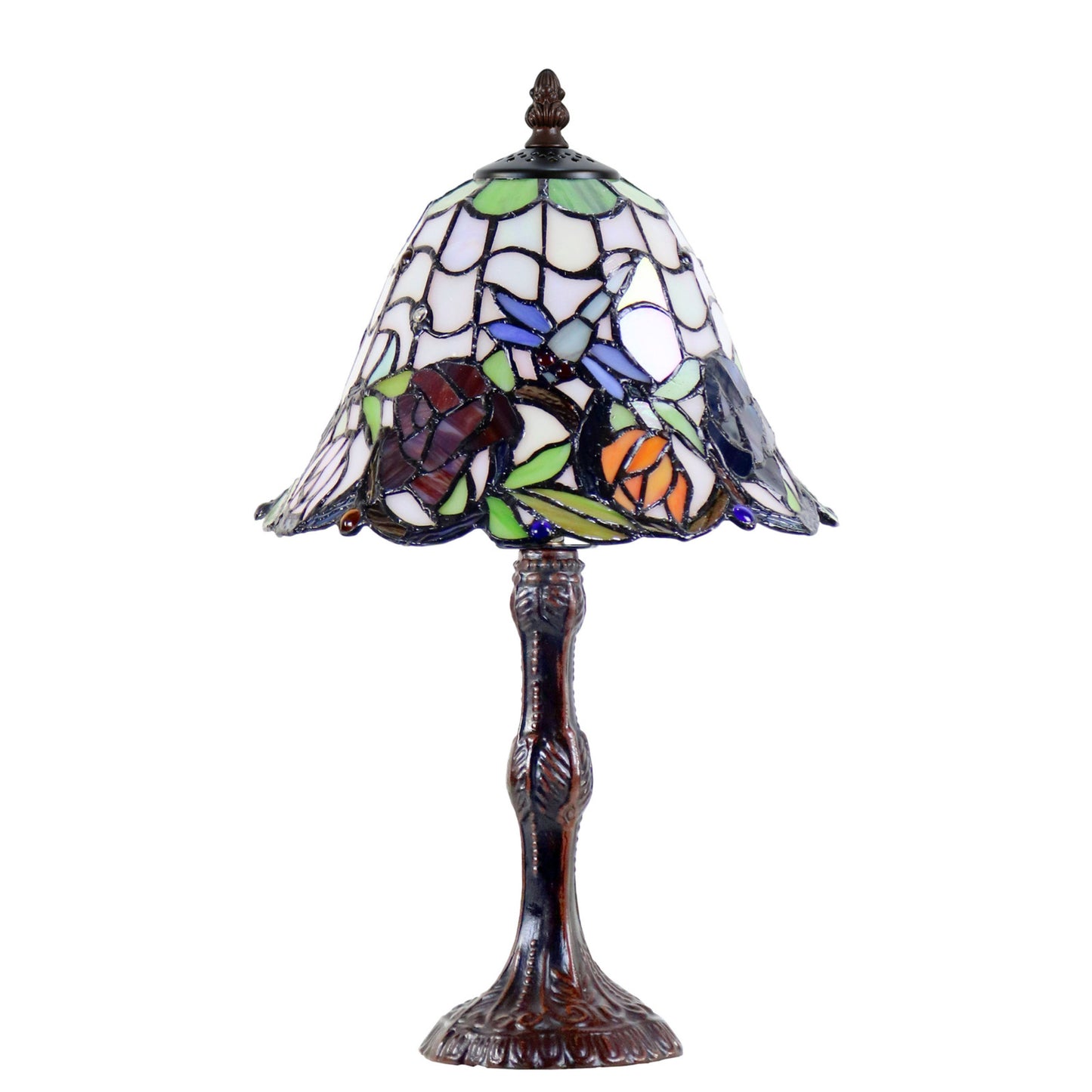 Rose & Dragonfly Stained Glass Table Lamp Table Lamp G&G Bros Small
