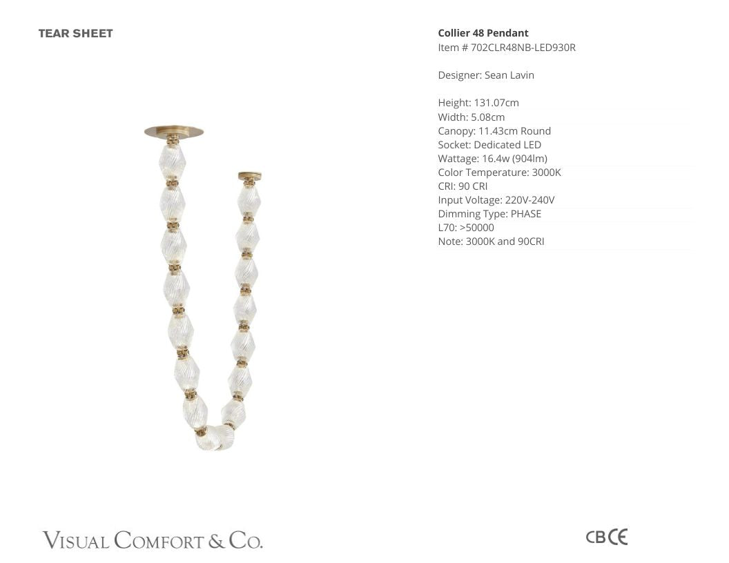 Sean Lavin Brass and Crystal Collier 48 Pendant Light Pendant Light Bloomingdales Lighting