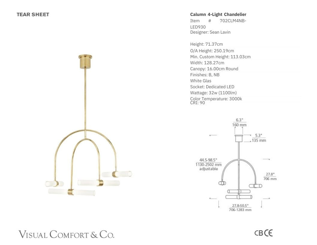 Sean Lavin Calumn 4-Light Natural Brass Chandelier Pendant Light Bloomingdales Lighting