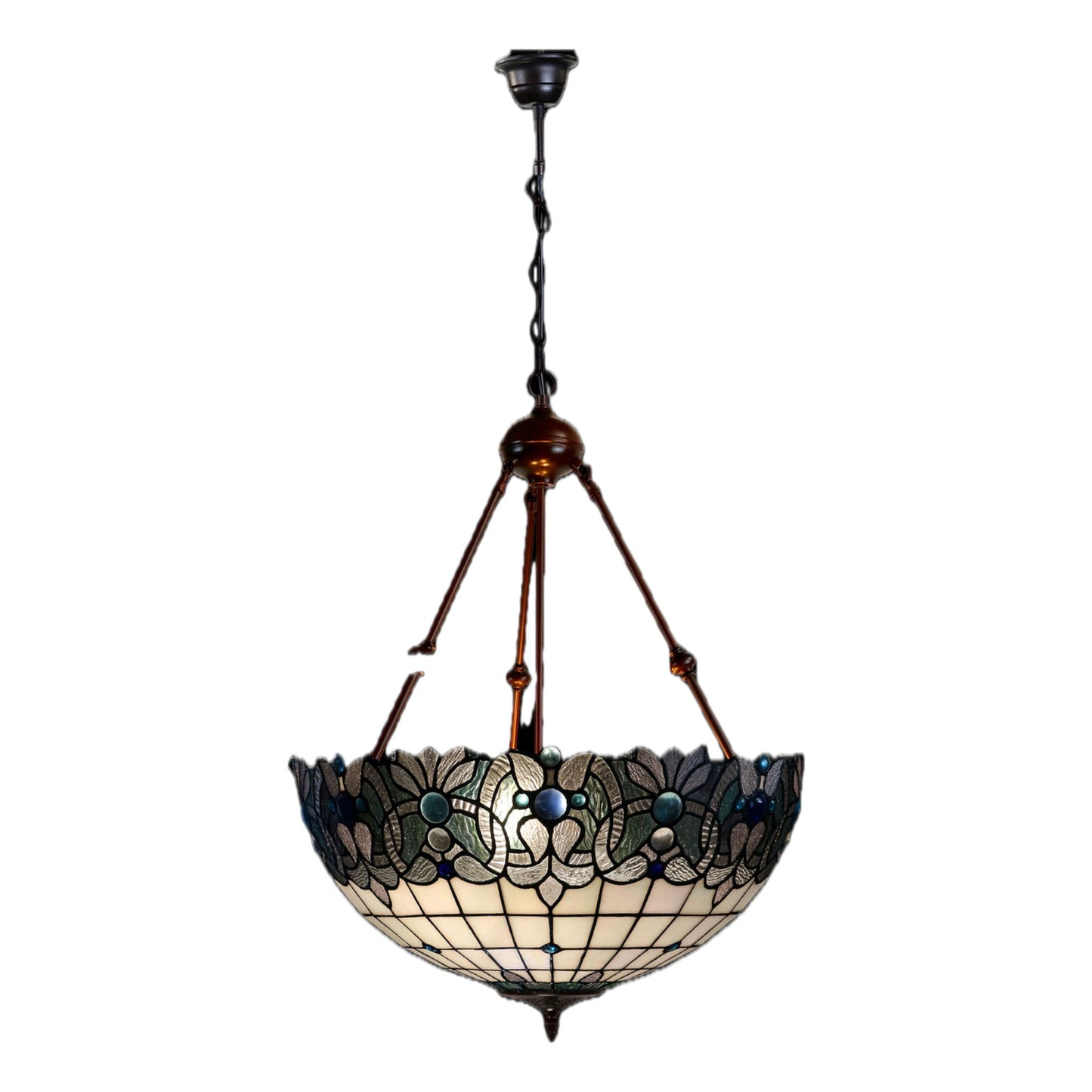 Tiffany Shelby 3-Arm Stained Glass Pendant Light Pendant Light G&G Bros