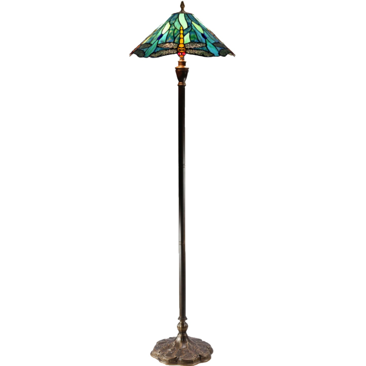 Annika Blue Dragonfly Stained Glass Floor Lamp Floor Lamp G&G Bros