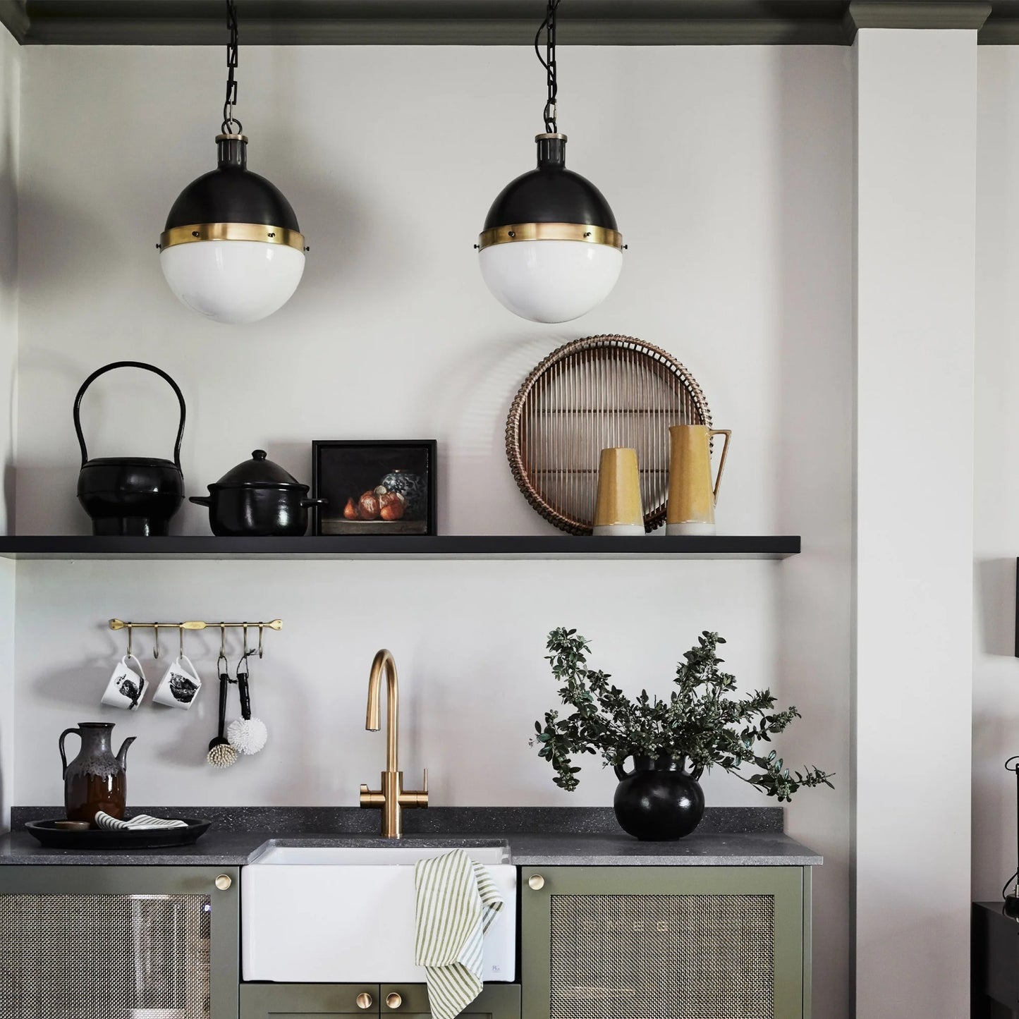 Thomas O'Brien Hicks Large White Glass Pendant Light - Bronze & Brass Pendant Light Bloomingdales Lighting