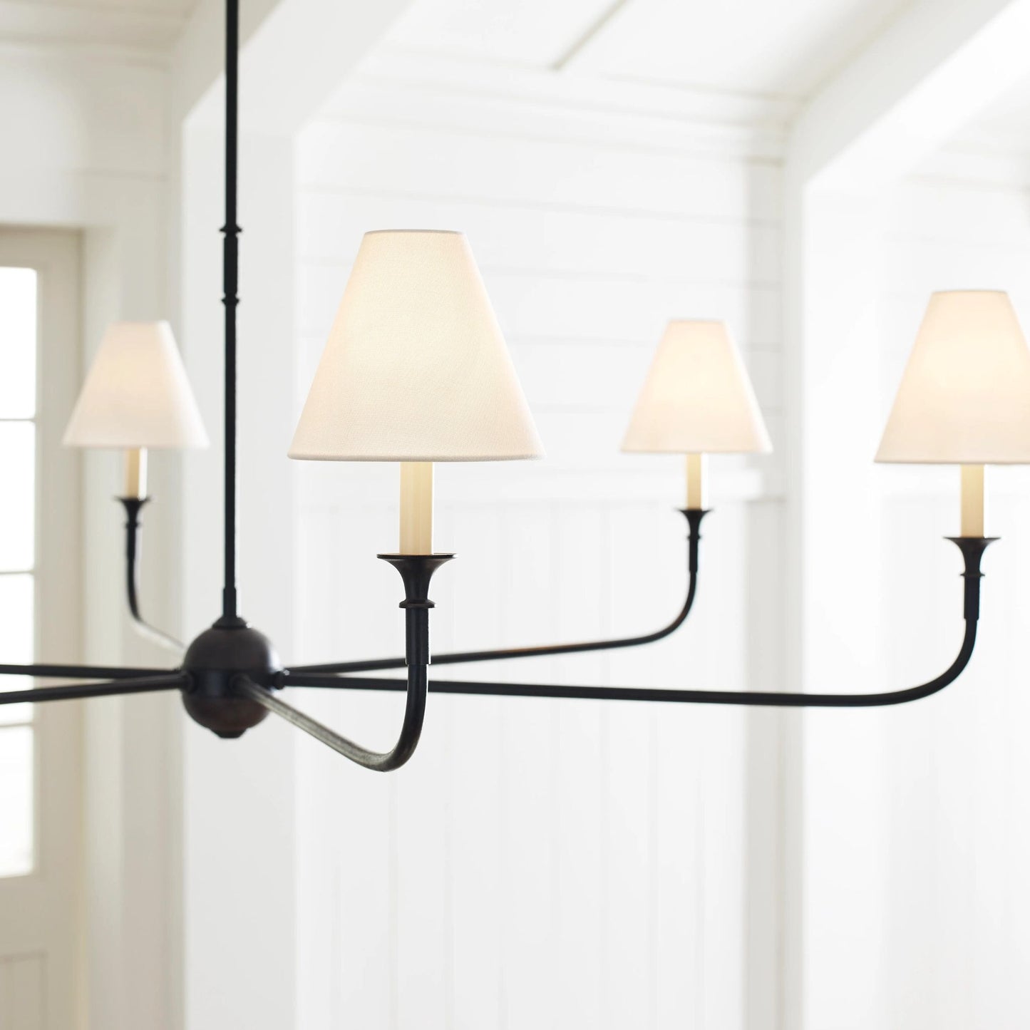 Thomas O'Brien Piaf Grande Chandelier - Aged Iron and Ebonized Oak Pendant Light Bloomingdales Lighting
