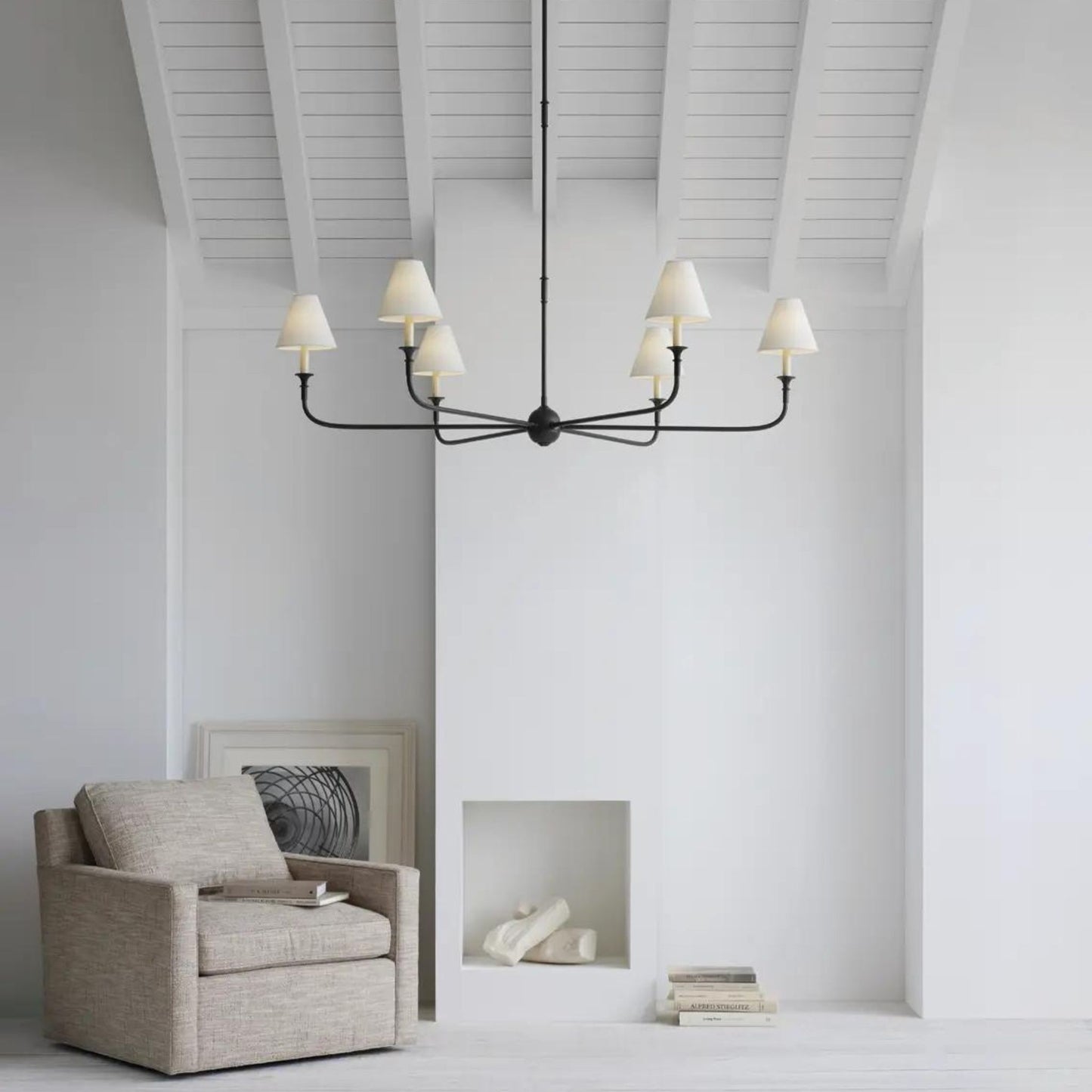 Thomas O'Brien Piaf Grande Chandelier - Aged Iron and Ebonized Oak Pendant Light Bloomingdales Lighting