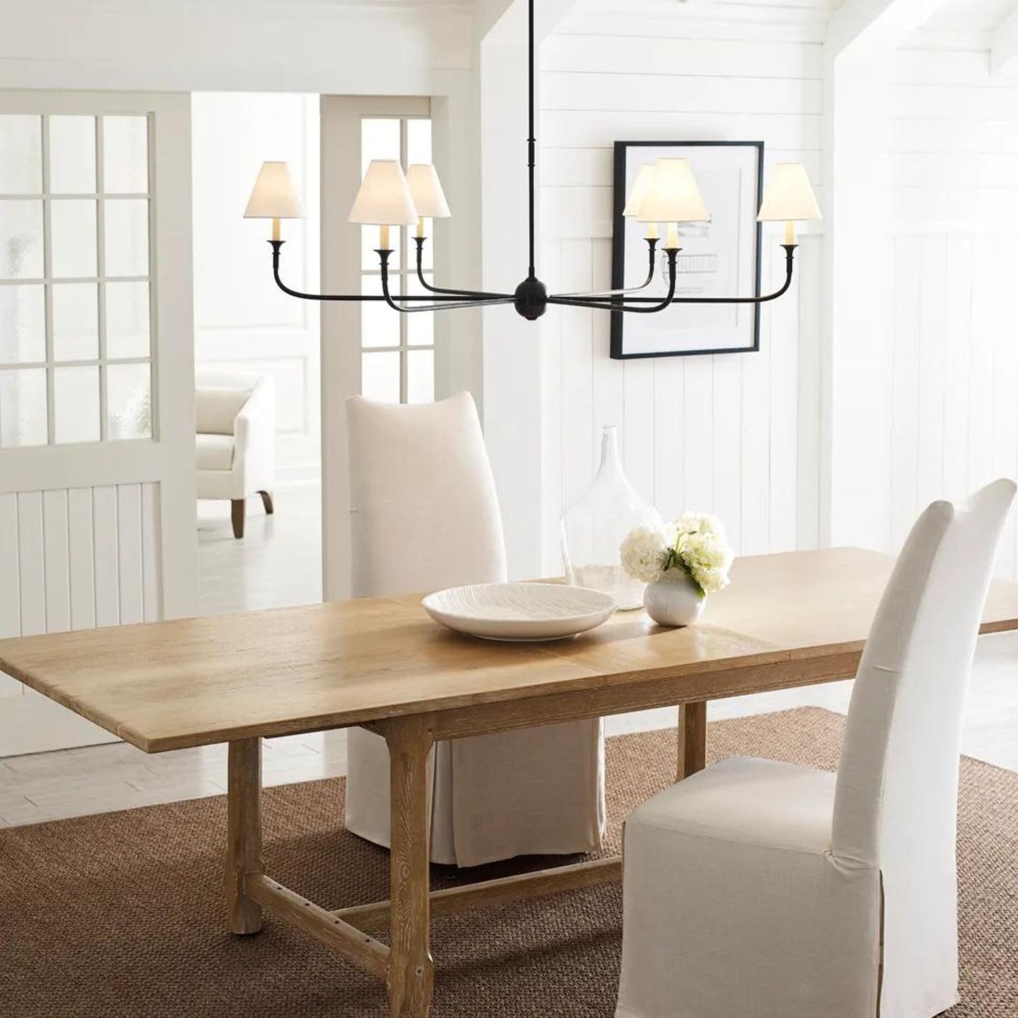 Thomas O'Brien Piaf Grande Chandelier - Aged Iron and Ebonized Oak Pendant Light Bloomingdales Lighting