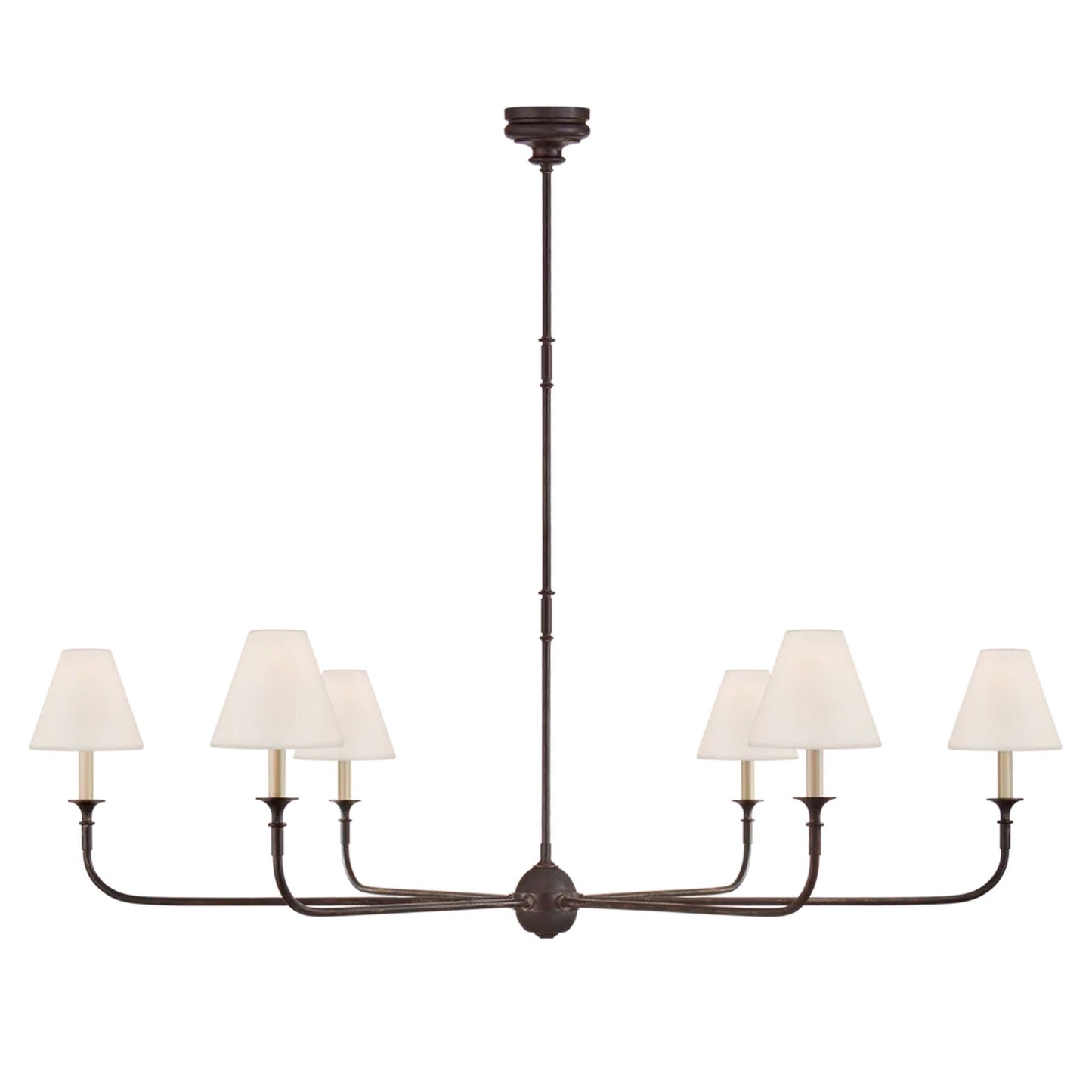 Thomas O'Brien Piaf Grande Chandelier - Aged Iron and Ebonized Oak Pendant Light Bloomingdales Lighting Aged Iron Grande