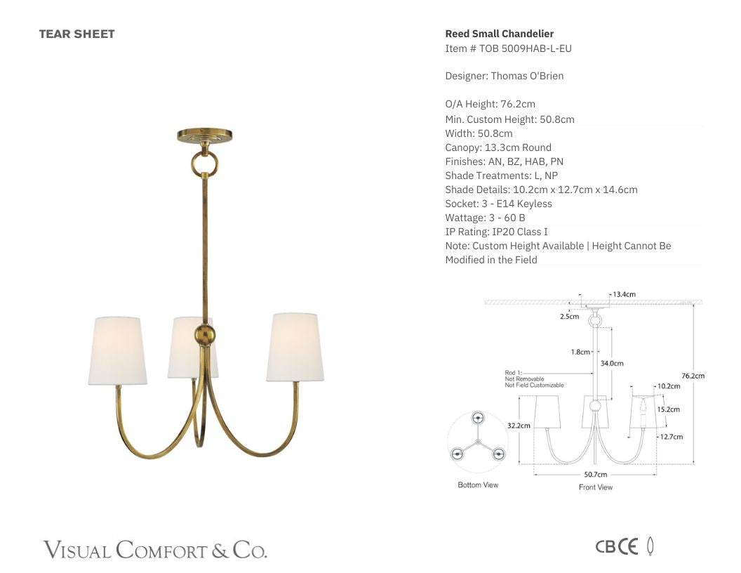 Thomas O'Brien Reed Small Brass Chandelier Pendant Light Bloomingdales Lighting