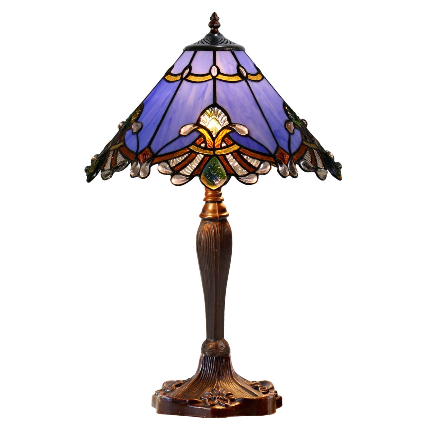 Benita Periwinkle Stained Glass Table Lamp Table Lamp G&G Bros Medium