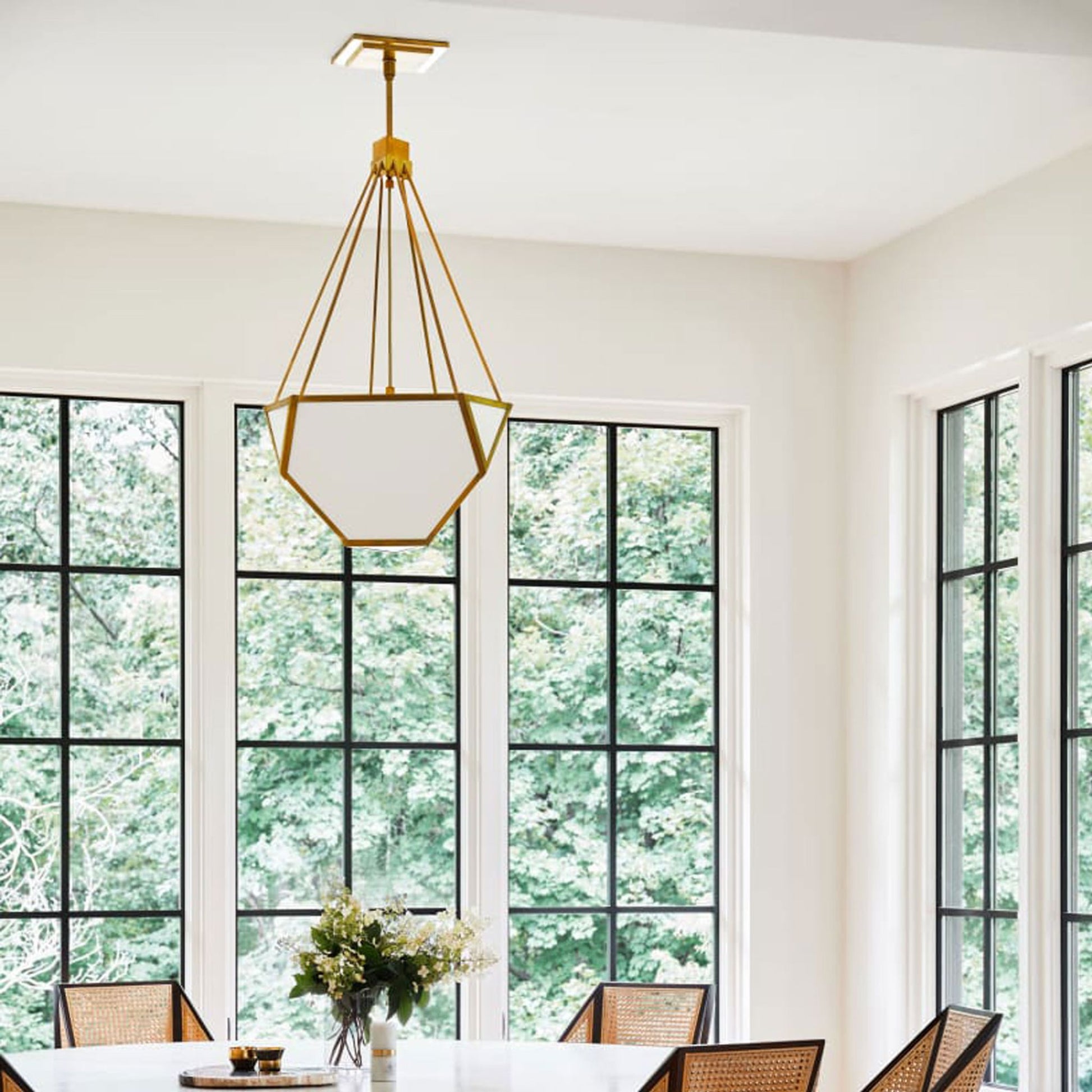 Urban Electric Co. Yves Hang Hewn Brass & Pot White Regular Chandelier Pendant Light Bloomingdales Lighting