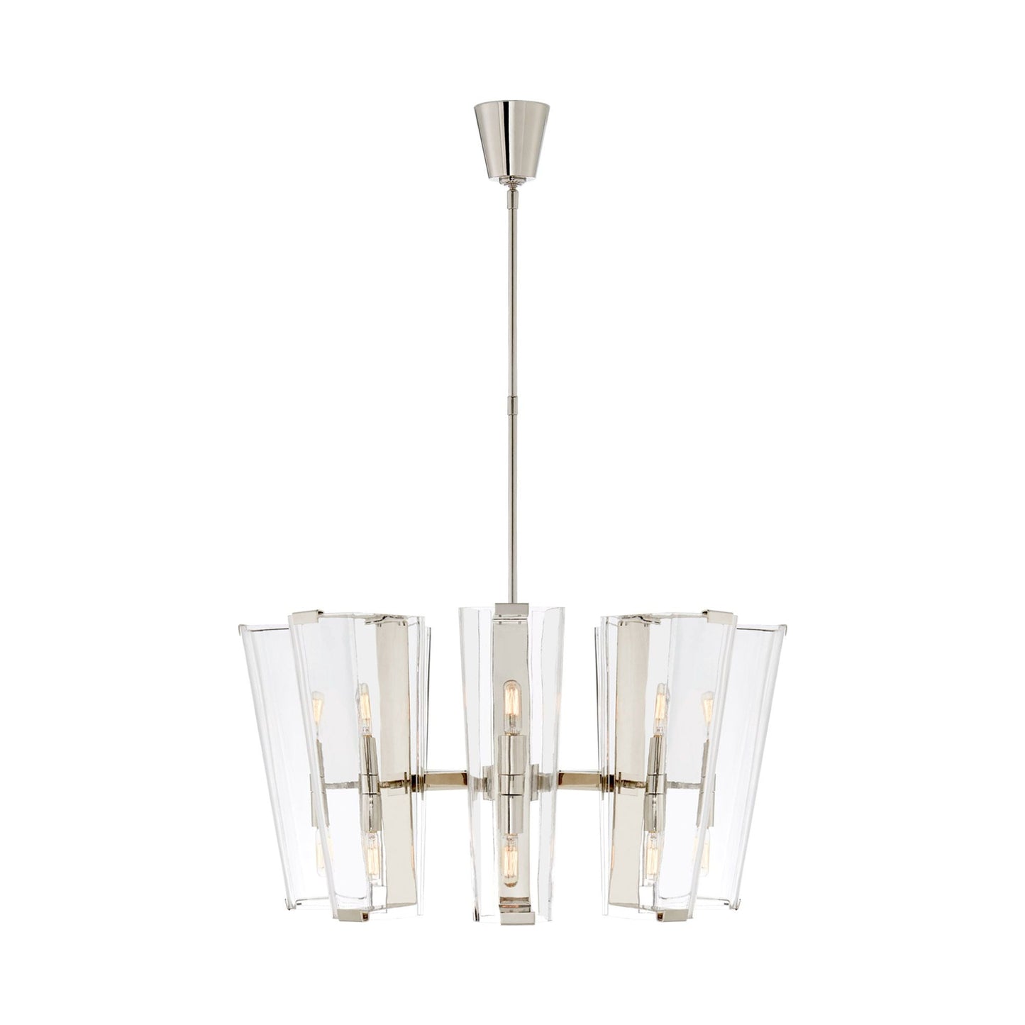 AERIN Alpine Medium Polished Nickel and Glass Chandelier Pendant Light Bloomingdales Lighting
