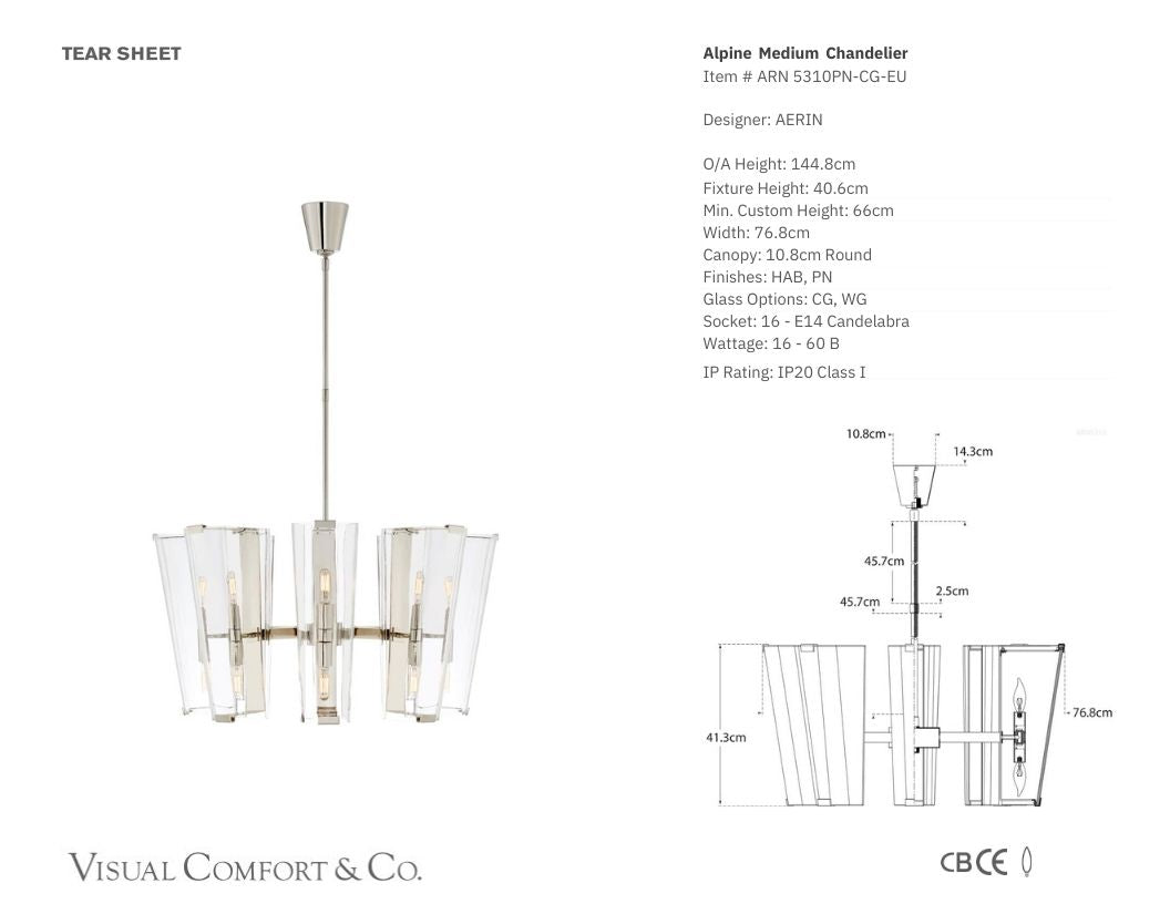 AERIN Alpine Medium Polished Nickel and Glass Chandelier Pendant Light Bloomingdales Lighting