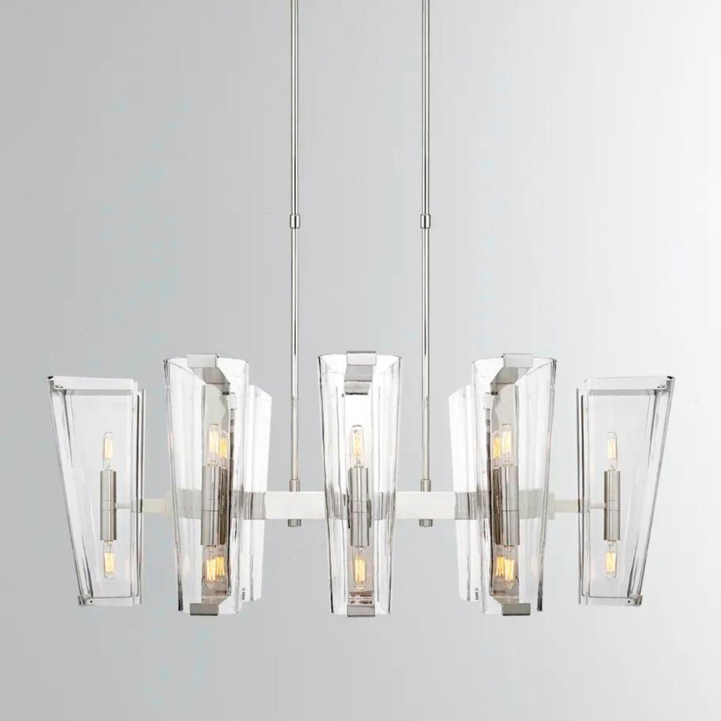 AERIN Alpine Medium Polished Nickel and Glass Chandelier Pendant Light Bloomingdales Lighting