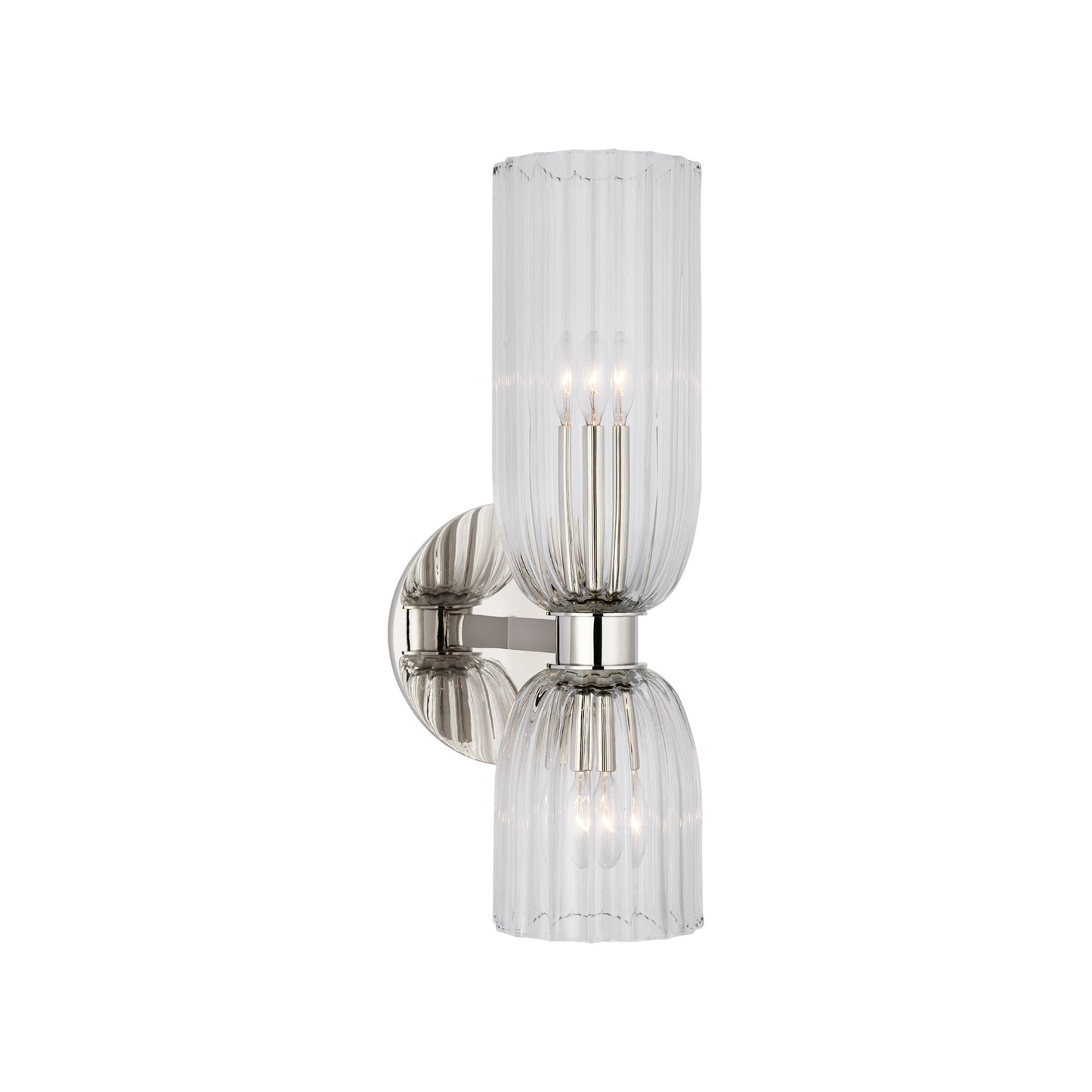AERIN Asalea 16" Glass Double Bath Wall Sconce Wall Light Bloomingdales Lighting Polished Nickel