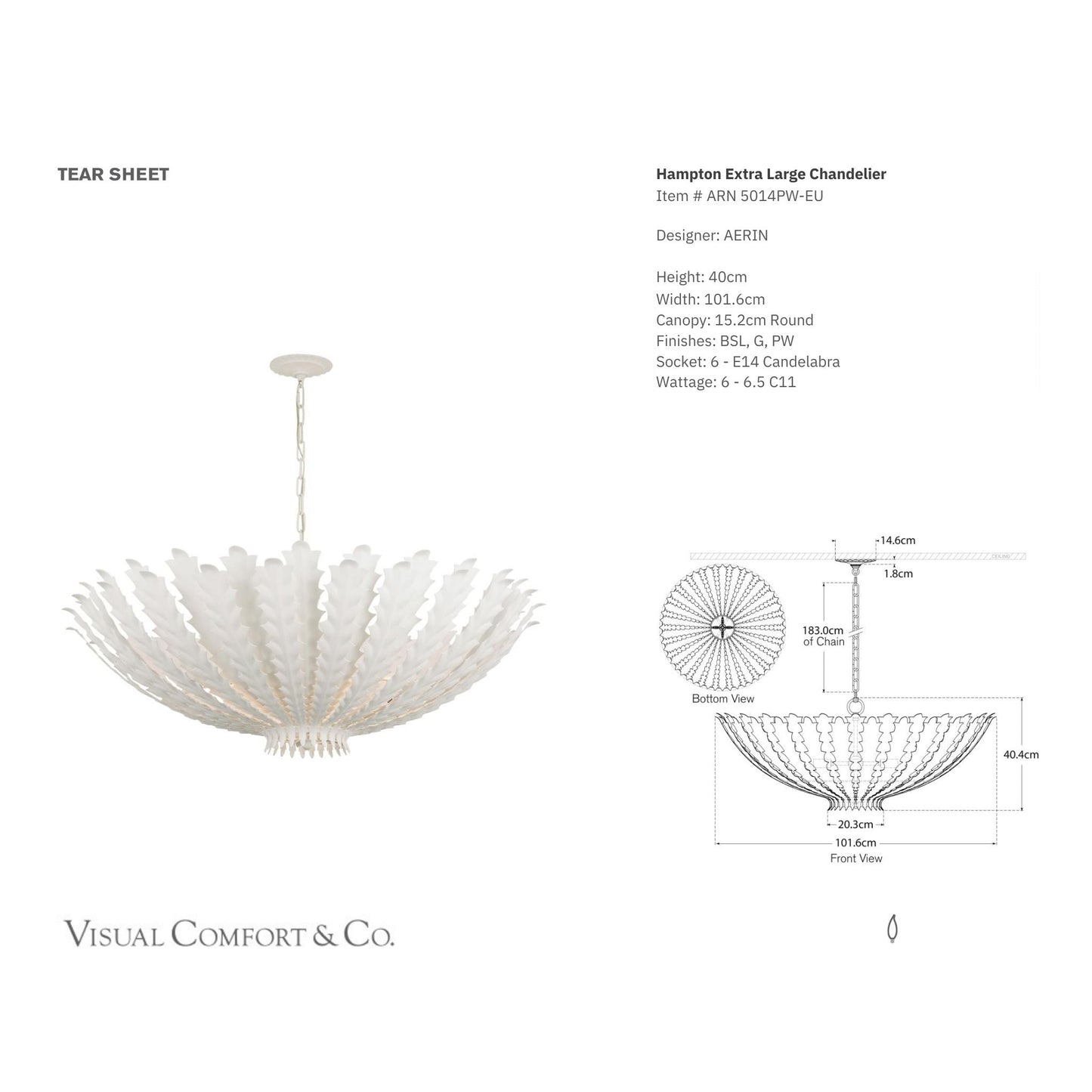AERIN Hampton Extra Large Reef Chandelier - Plaster White Pendant Light Bloomingdales Lighting