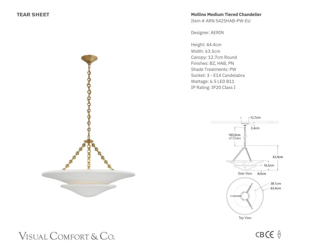 AERIN Mollino Medium Plaster White Tiered Chandelier Pendant Light Bloomingdales Lighting