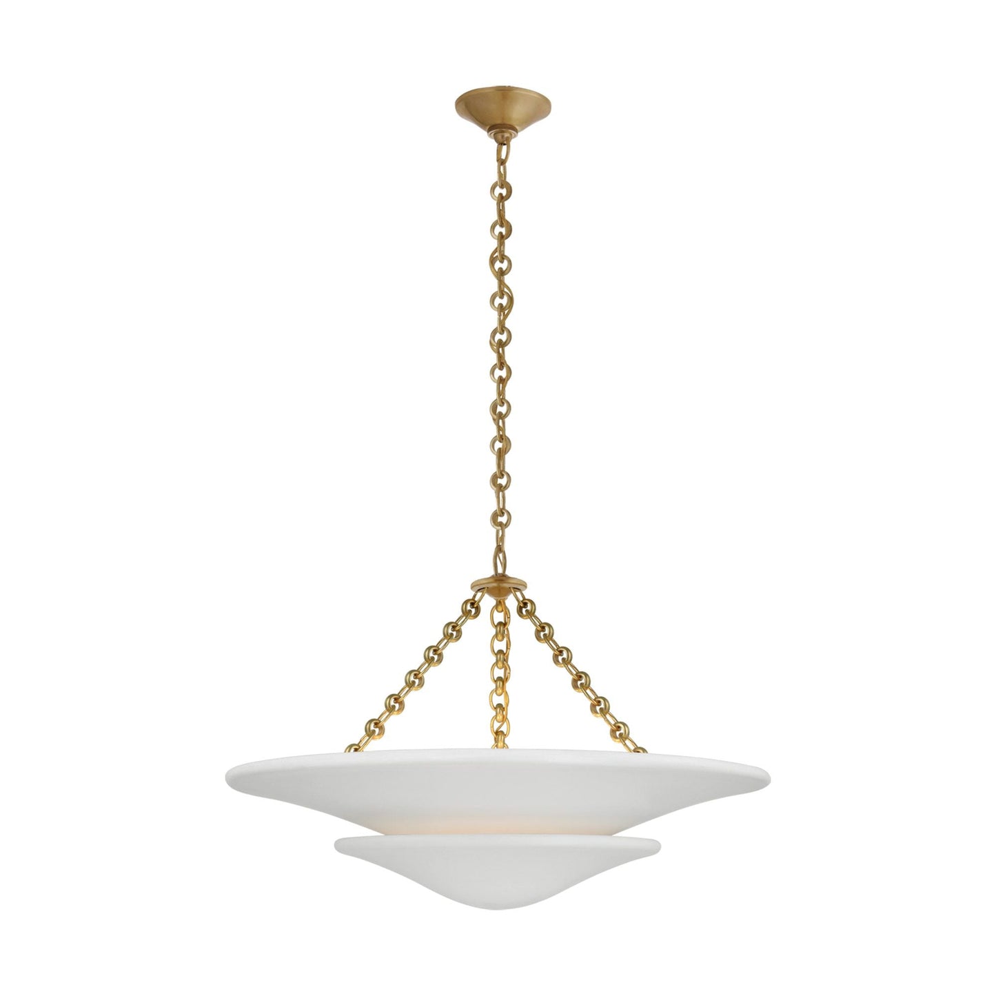 AERIN Mollino Medium Plaster White Tiered Chandelier - Brass Pendant Light Bloomingdales Lighting Brass