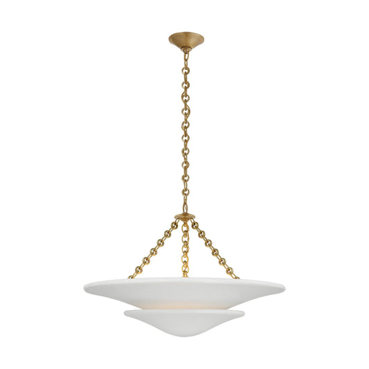AERIN Mollino Medium Plaster White Tiered Chandelier Pendant Light Bloomingdales Lighting Brass