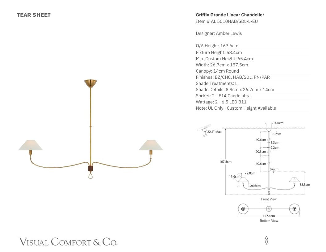 Alexa Hampton Griffin Grande Brass Linear Chandelier Pendant Light Bloomingdales Lighting