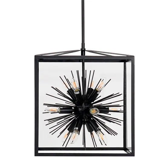 Aquila Large Black Metal & Glass Pendant Light Pendant Light Cafe Lighting Medium