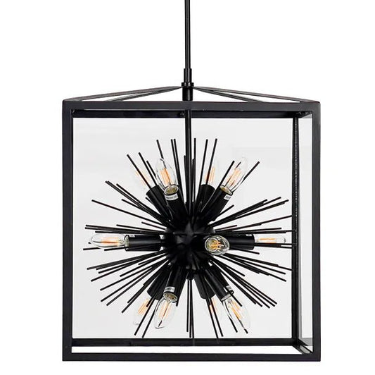 Aquila Large Black Metal & Glass Pendant Light Pendant Light Cafe Lighting Large