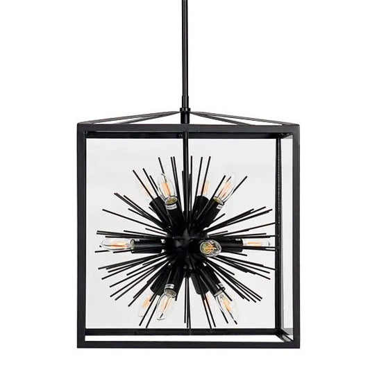 Aquila Medium Black Metal & Glass Pendant Light Pendant Light Cafe Lighting Medium