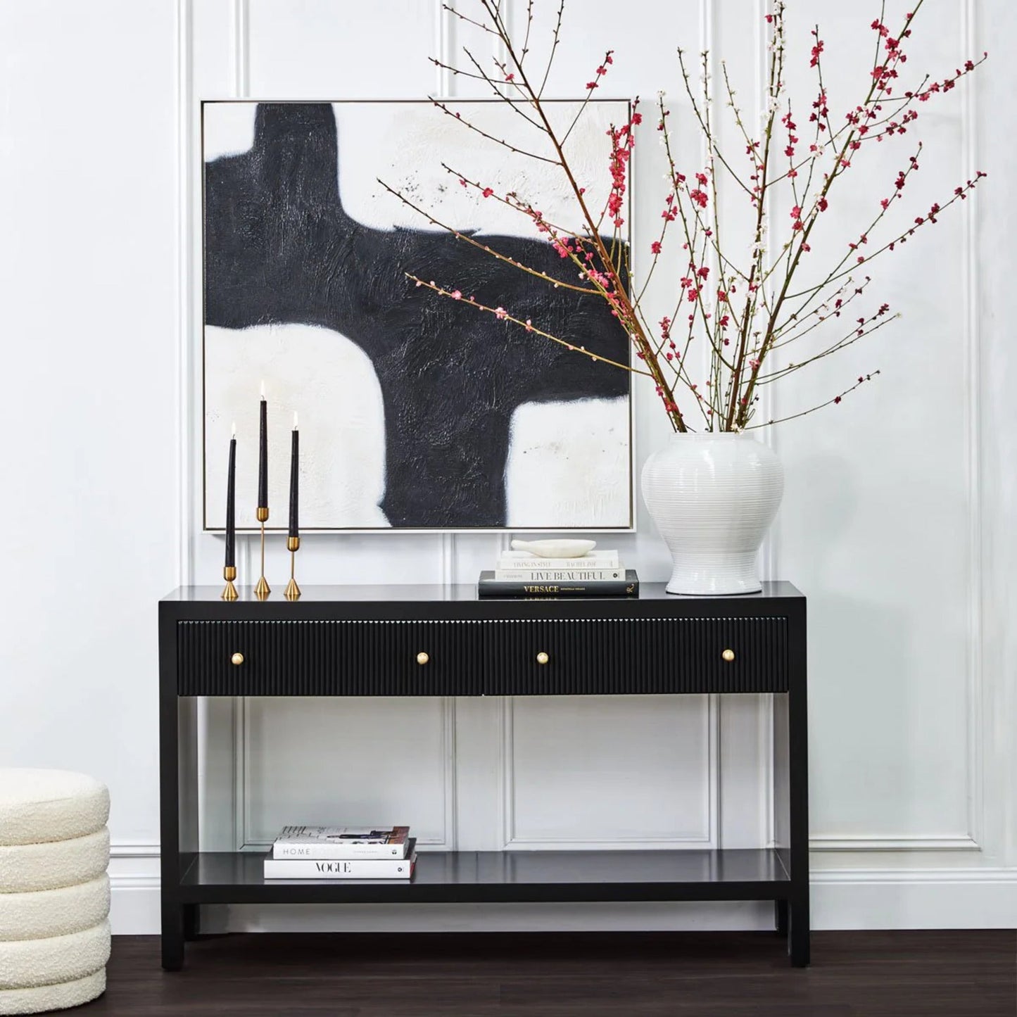 Ariana Two Drawer Console Table - Black Console Table Cafe Lighting & Living