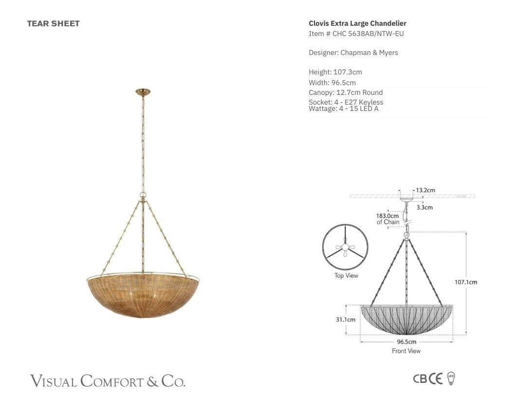 Chapman & Myers Clovis Extra Large Antique Brass Chandelier Pendant Light Bloomingdales Lighting
