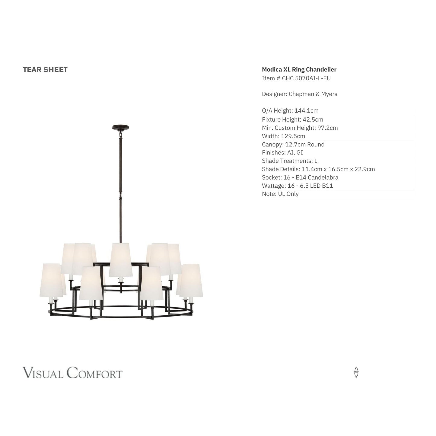 Chapman & Myers Modica Linen XL Ring Chandelier - Aged Iron Pendant Light Bloomingdales Lighting