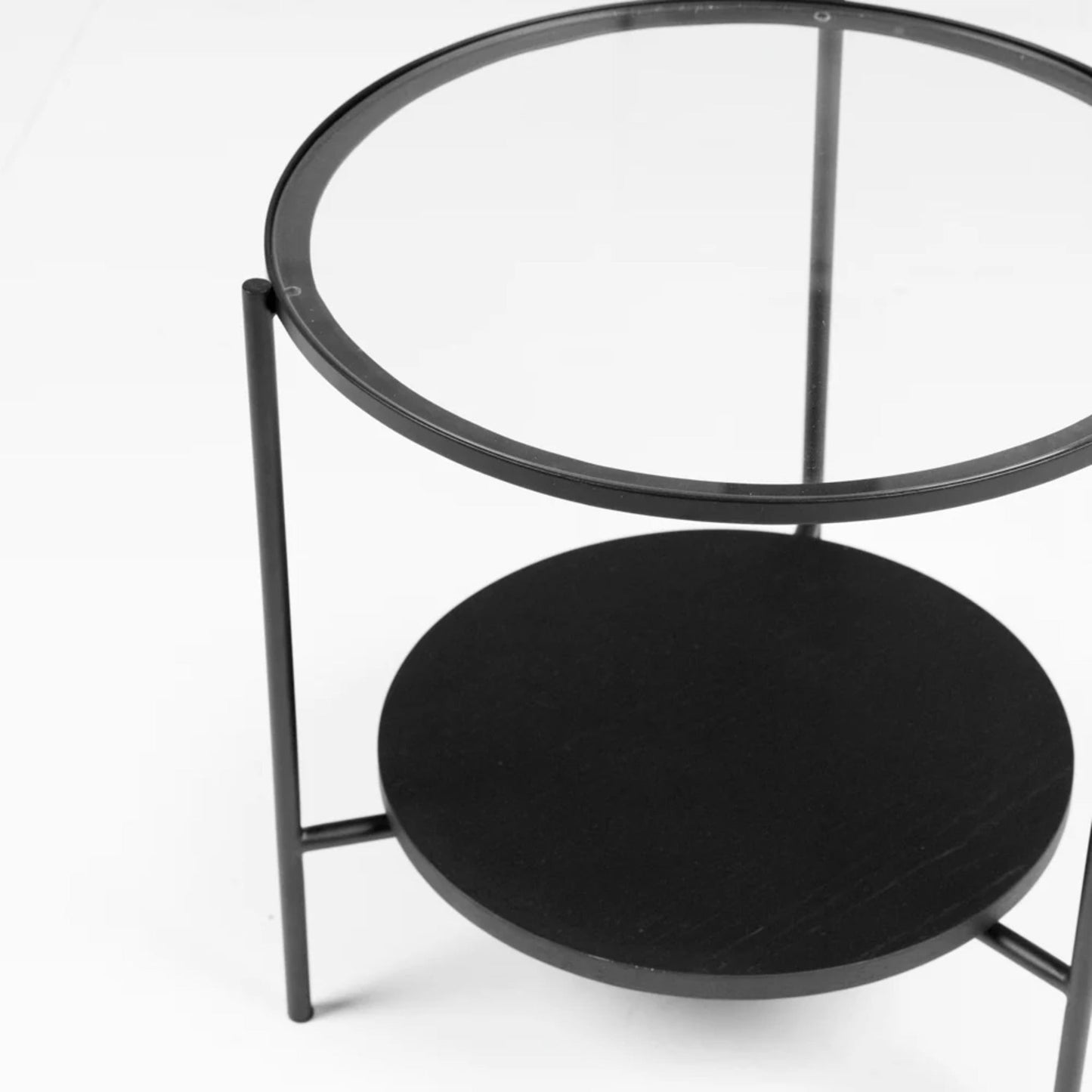 Chester Round Glass Side Table - Black Side Table M+Co Living