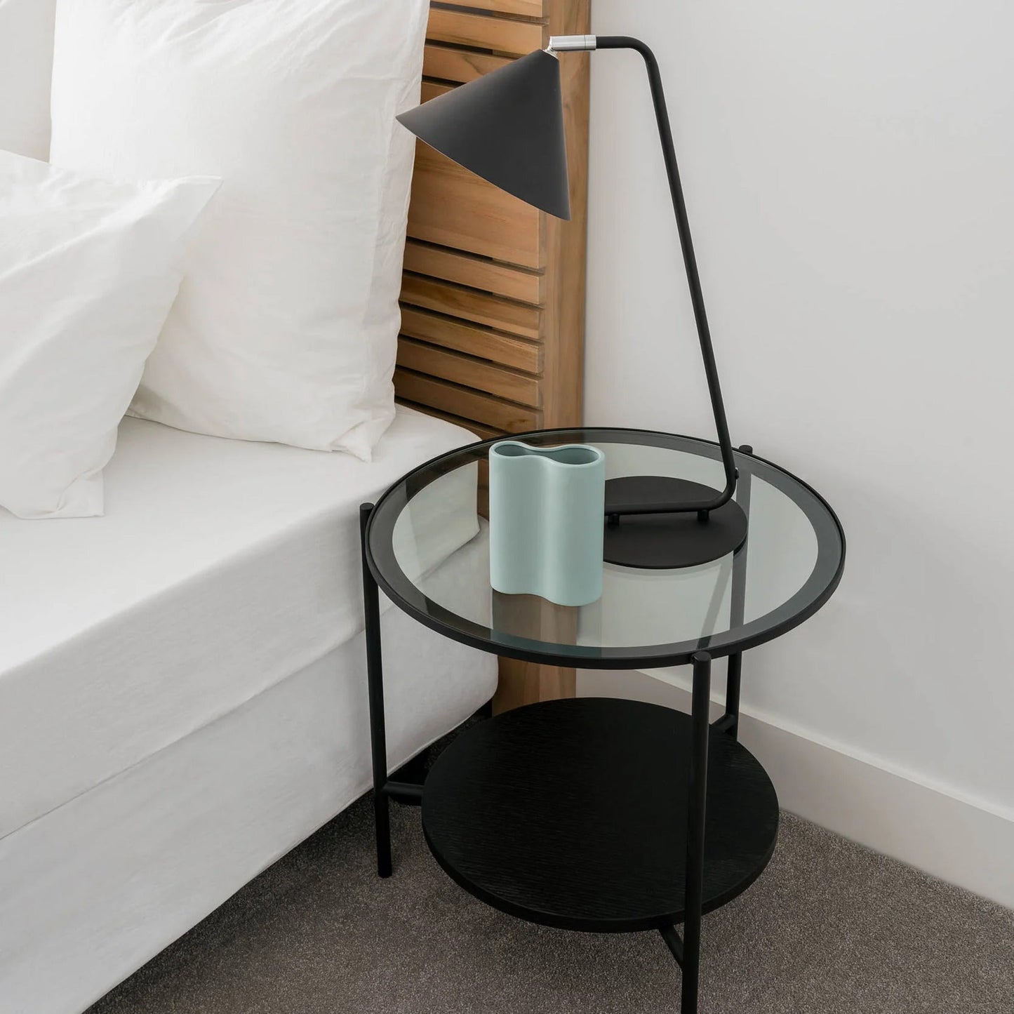 Chester Round Glass Side Table - Black Side Table M+Co Living