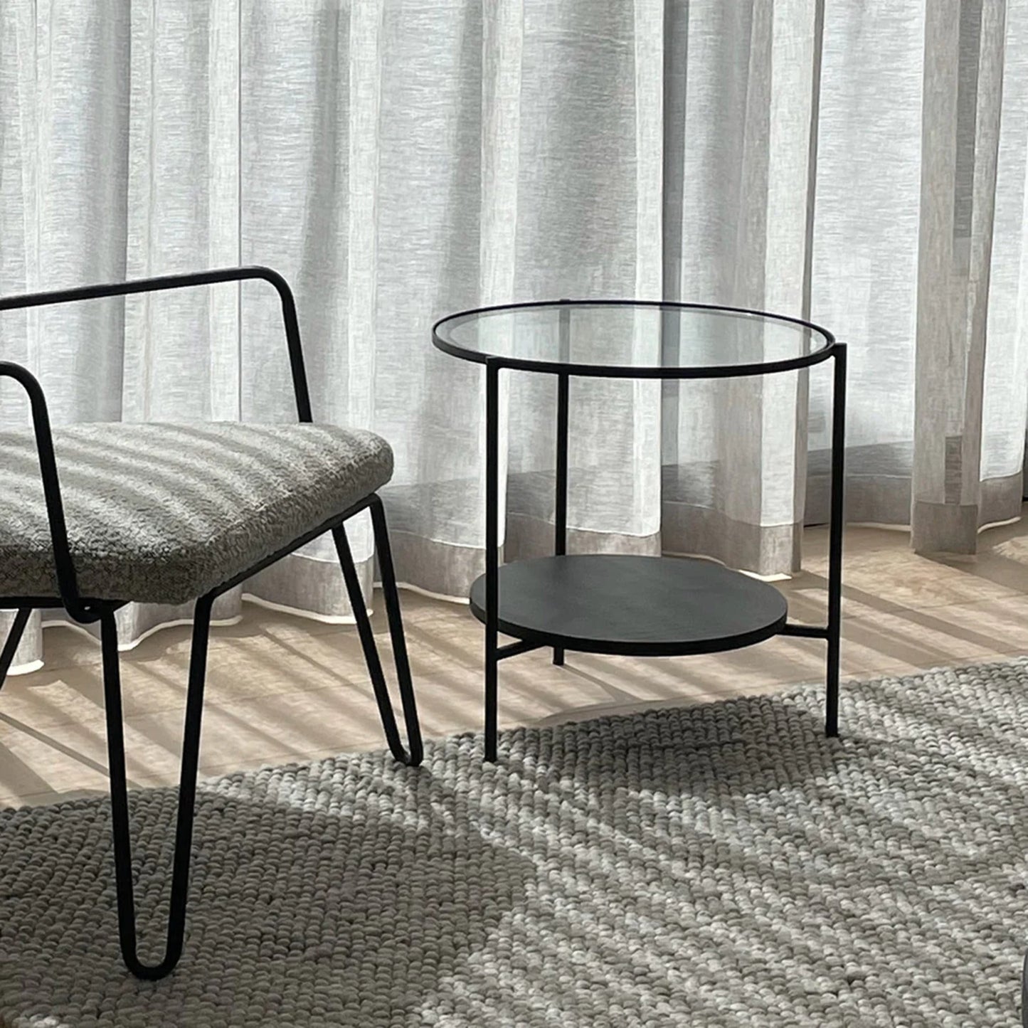 Chester Round Glass Side Table - Black Side Table M+Co Living