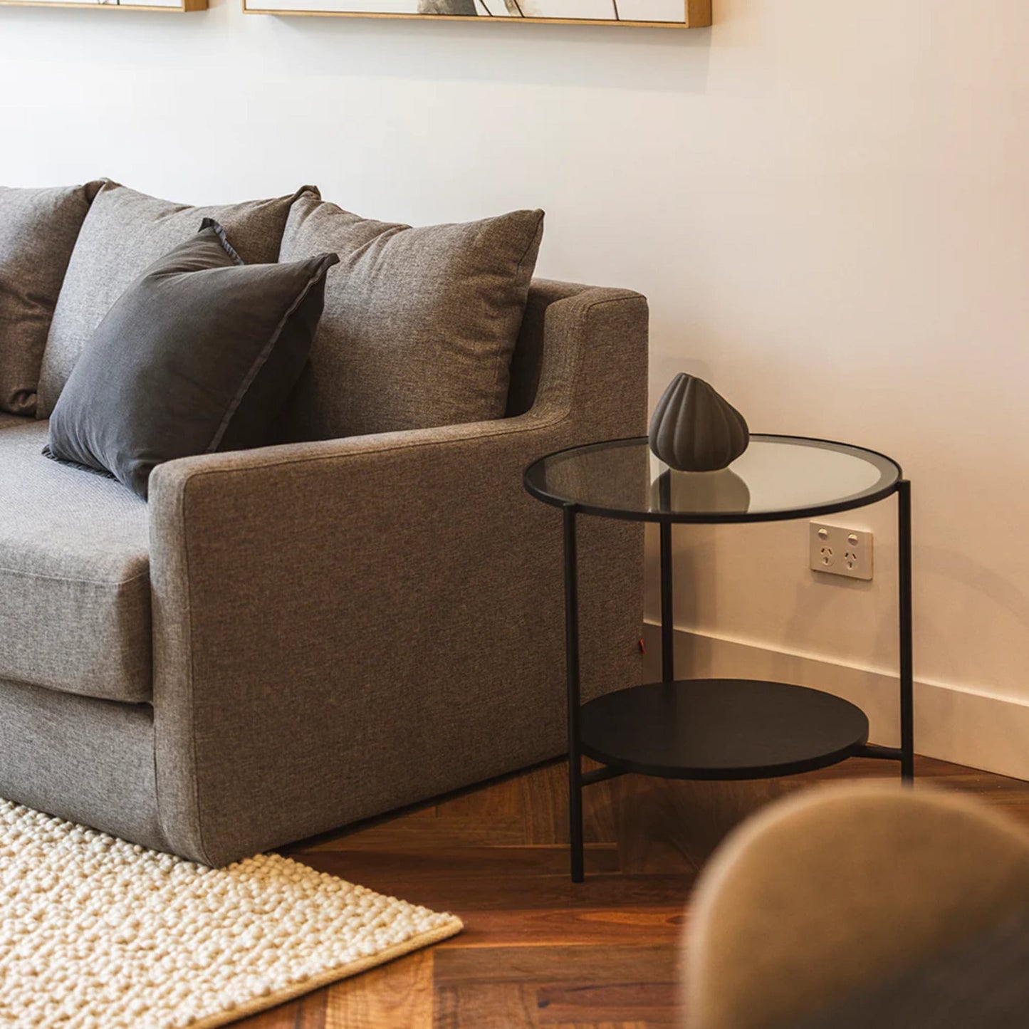 Chester Round Glass Side Table - Black Side Table M+Co Living